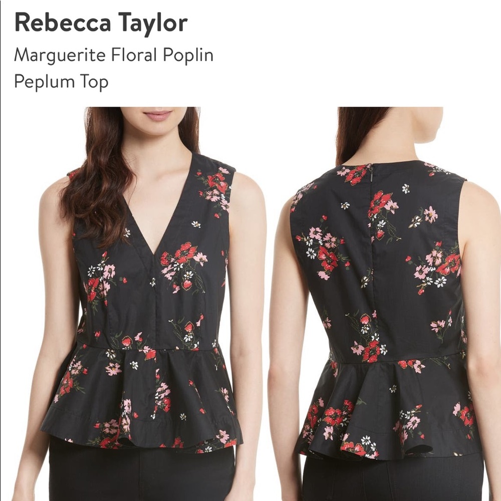Rebecca Taylor Marguerite floral peplum top size 4